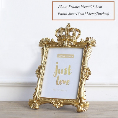 7/6/3 colio Prabangus senovinis europietiško stiliaus aukso karūnos dekoro dervos paveikslėlio darbalaukio rėmelis nuotraukų rėmelis dovanų namams vestuvių dekoravimas