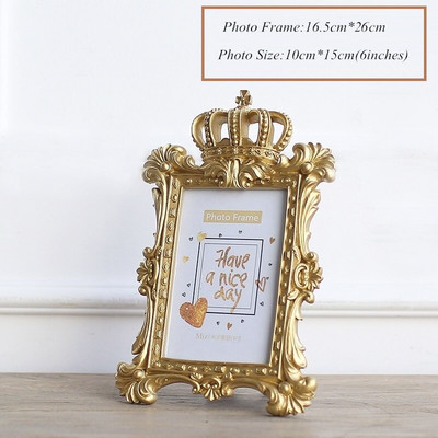 7/6/3 colio Prabangus senovinis europietiško stiliaus aukso karūnos dekoro dervos paveikslėlio darbalaukio rėmelis nuotraukų rėmelis dovanų namams vestuvių dekoravimas