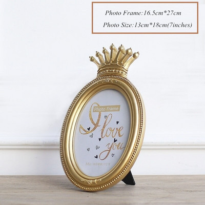 7/6/3 colio Prabangus senovinis europietiško stiliaus aukso karūnos dekoro dervos paveikslėlio darbalaukio rėmelis nuotraukų rėmelis dovanų namams vestuvių dekoravimas