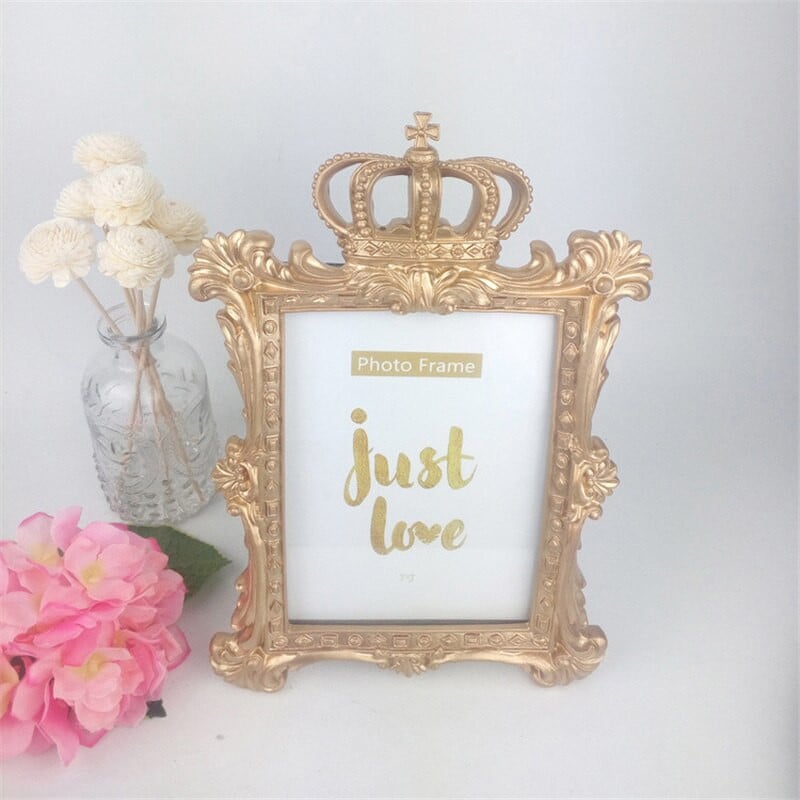 7/6/3 colio Prabangus senovinis europietiško stiliaus aukso karūnos dekoro dervos paveikslėlio darbalaukio rėmelis nuotraukų rėmelis dovanų namams vestuvių dekoravimas