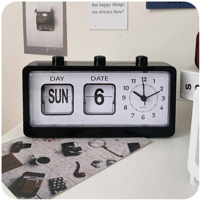 Kūrybiškas senovinis atverčiamas laikrodis mechaninis žadintuvas stalinis skaitmeninis laikrodis su kalendoriniu laikrodžiu namų dekoras Vintage namų dekoras 2022 m.