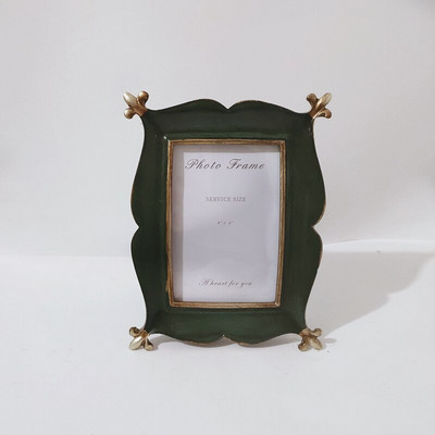Vintage Ginkgo Leaf Resin képkeret American Nordic Decor Otthoni Retro Decor Kézműves esküvői ajándék 6 hüvelykes