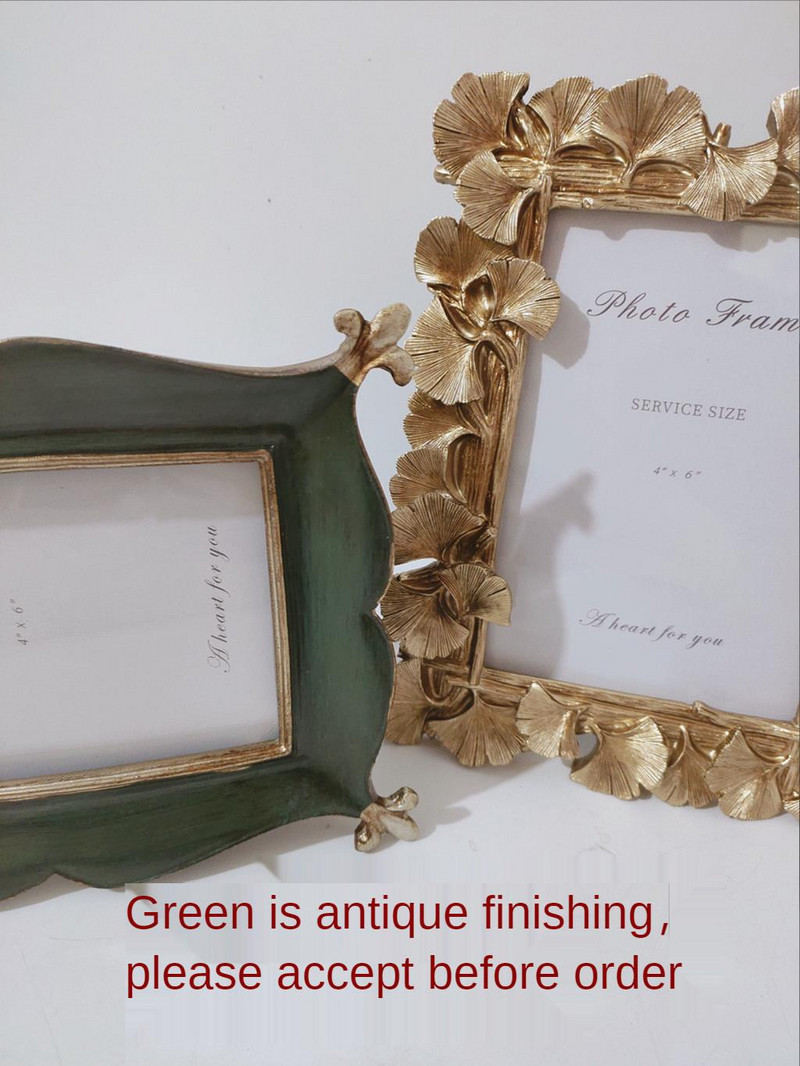 Vintage Ginkgo Leaf Resin képkeret American Nordic Decor Otthoni Retro Decor Kézműves esküvői ajándék 6 hüvelykes