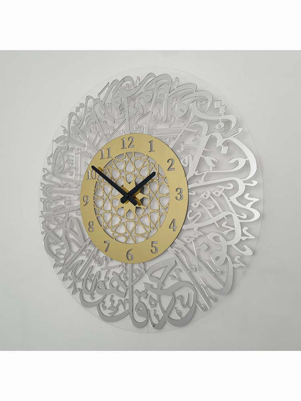Papírozott arany Al Dekoratív Tükör Dekoráció Iszlám Eid Hajó Akril Fém Horloge Muszlim matricák Függő Kézműves Művészi óra