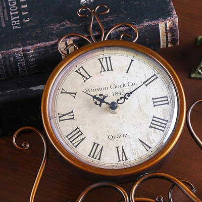 Железен безшумен часовник Винтидж ретро маса Дом Спалня Всекидневна Офис декор
