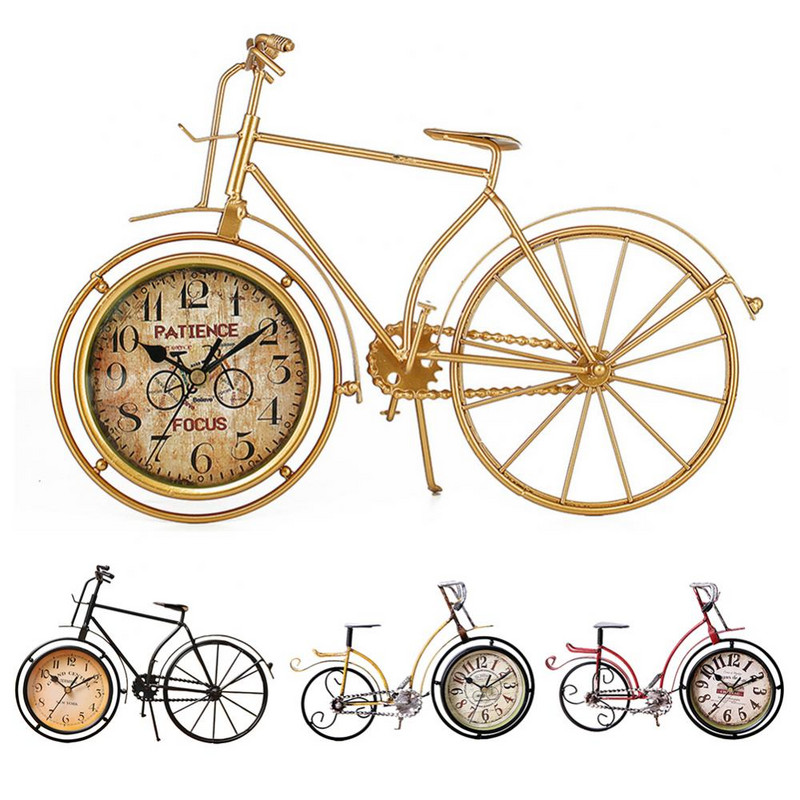 Retro Vintage Silent Iron Bike Kerékpár óra Otthoni Iroda Nappali Asztaldekoráció A dolgozószoba dekorációja ajándék barátoknak egyedi stílus