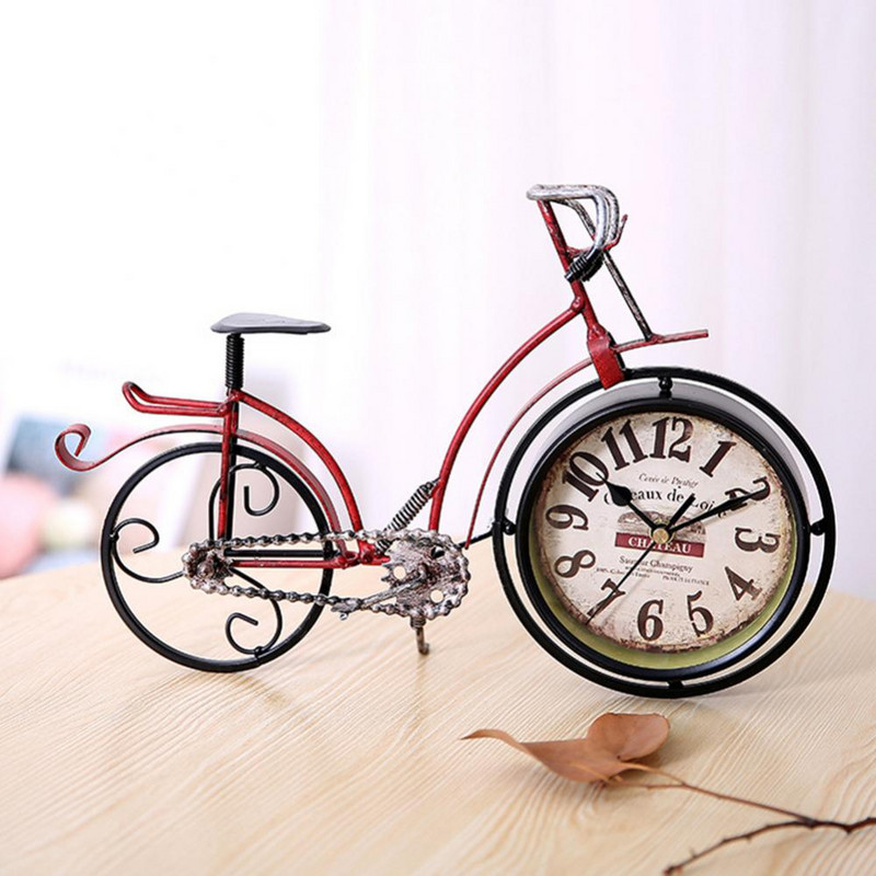 Retro Vintage Silent Iron Bike Kerékpár óra Otthoni Iroda Nappali Asztaldekoráció A dolgozószoba dekorációja ajándék barátoknak egyedi stílus