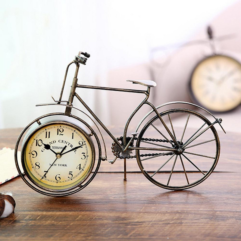 Retro Vintage Silent Iron Bike Kerékpár óra Otthoni Iroda Nappali Asztaldekoráció A dolgozószoba dekorációja ajándék barátoknak egyedi stílus