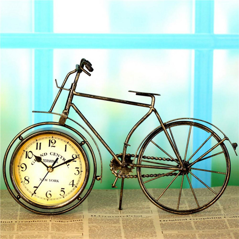 Retro Vintage Silent Iron Bike Kerékpár óra Otthoni Iroda Nappali Asztaldekoráció A dolgozószoba dekorációja ajándék barátoknak egyedi stílus