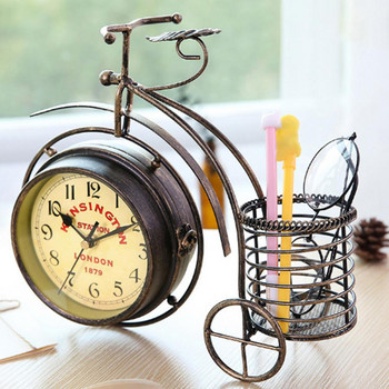 Vintage αθόρυβο σιδερένιο ποδήλατο Ρολόι ποδηλάτου Γραφείο Σπίτι Στολίδι Σαλόνι σε στυλ αντίκες Γραφείο Ξυπνητήρι Διακόσμηση