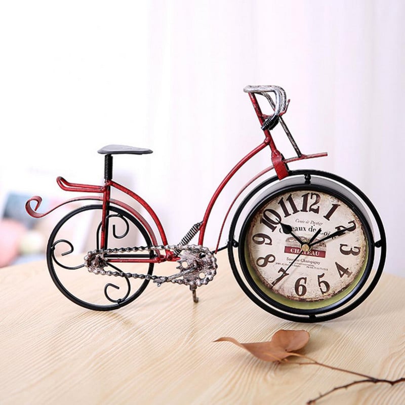 80%-os akciós akció!! Retro Vintage Silent Iron Bike Kerékpár óra Otthoni Iroda nappali asztali dekoráció