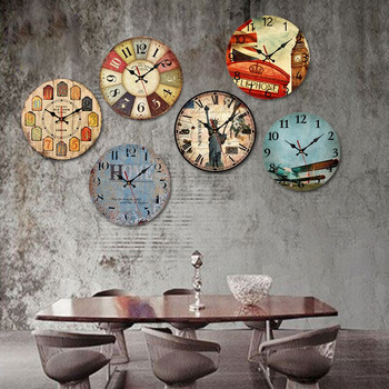 Ρετρό ξύλινο ρολόι τοίχου 12 ιντσών Μεγάλη τραπεζαρία Εστιατόριο Καφετέρια Διακοσμητικά Ρολόγια Τοίχου Αντίκες Αθόρυβο μη σημαδιακό δείκτη για δώρο