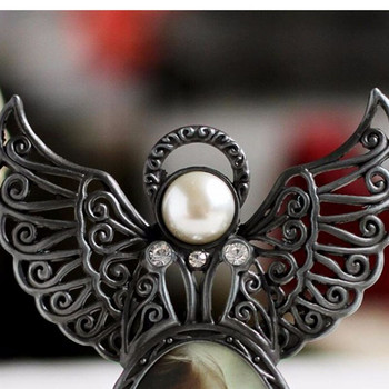 Модерен стил Рамка за снимка с куха форма на ангел Винтидж златисто сребърен цвят Декорация на дома Фото рамка Изящни орнаменти за работния плот