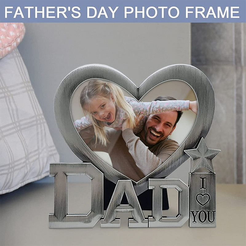 Otthoni dekoráció asztali kerethez I LOVE DAD Shape fotókeret ajándék Apák napjára, 19x10,2 cm