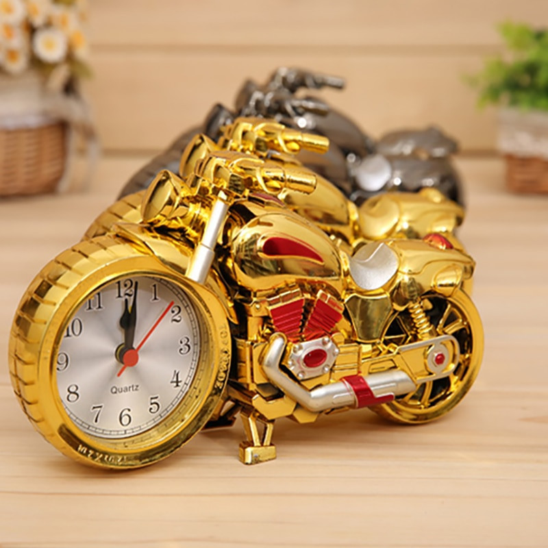 Retro motoros asztali óra Kreatív motorkerékpár mintás ébresztőóra Kreatív otthoni születésnapi ajándék óra Otthoni szoba asztali dekoráció
