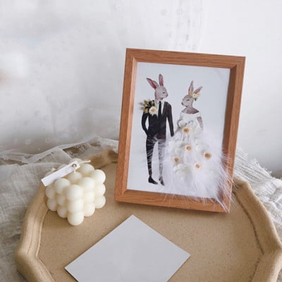 Ramă foto cu flori artificiale Ins, 7 inch, autocolante 3D, agățat pe perete, floare veșnică, acasă, pentru birou, ornamente mici, pot pune fotografii 1 buc.