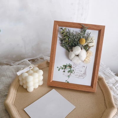 Ramă foto cu flori artificiale Ins, 7 inch, autocolante 3D, agățat pe perete, floare veșnică, acasă, pentru birou, ornamente mici, pot pune fotografii 1 buc.