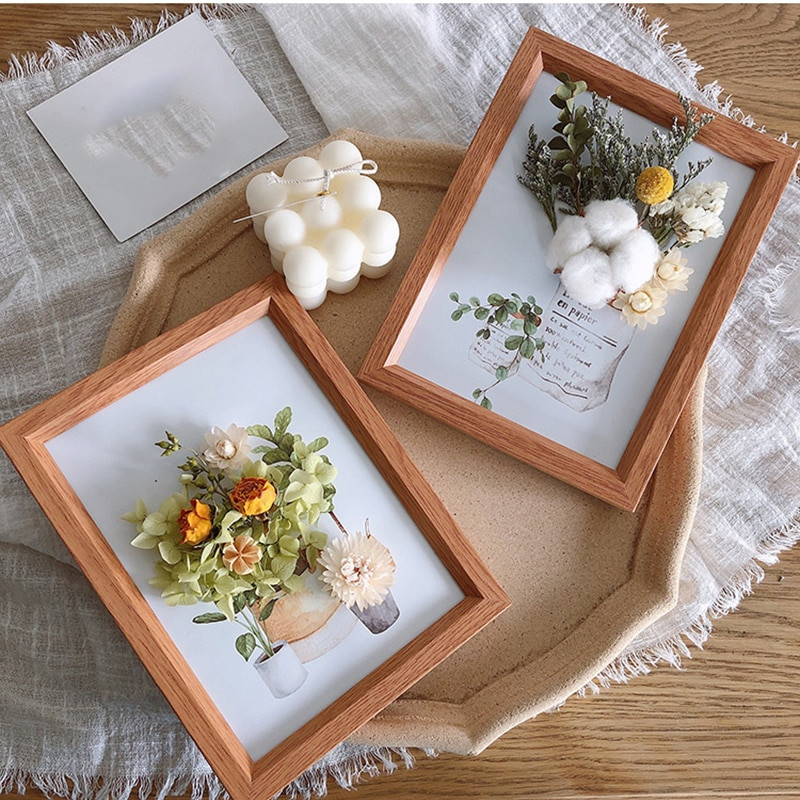 Ramă foto cu flori artificiale Ins, 7 inch, autocolante 3D, agățat pe perete, floare veșnică, acasă, pentru birou, ornamente mici, pot pune fotografii 1 buc.