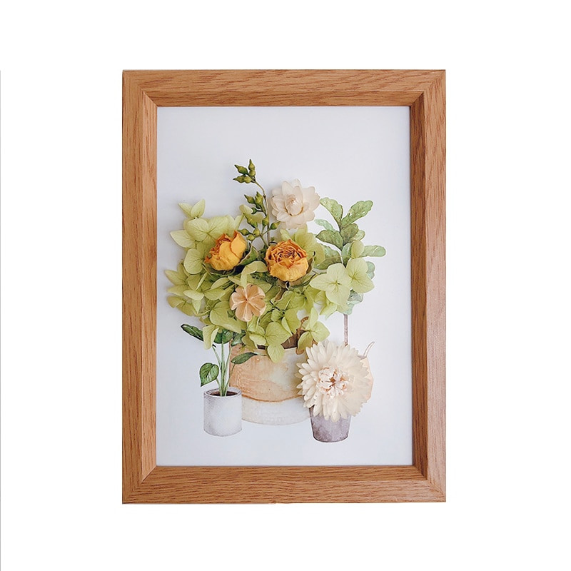 Ramă foto cu flori artificiale Ins, 7 inch, autocolante 3D, agățat pe perete, floare veșnică, acasă, pentru birou, ornamente mici, pot pune fotografii 1 buc.