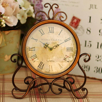 Επιτραπέζιο ρολόι Vintage ευρωπαϊκού στιλ Creative επιτραπέζιο ρολόι σφυρήλατο σίδερο Mute, ρετρό ρολόι, διακόσμηση σαλονιού Ρολόι σπιτιού
