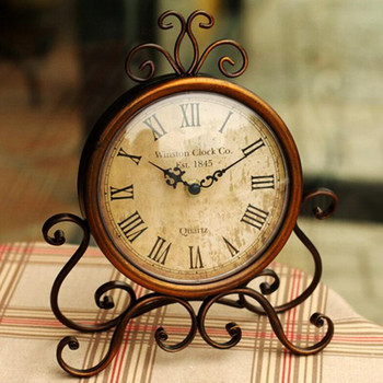 Επιτραπέζιο ρολόι Vintage ευρωπαϊκού στιλ Creative επιτραπέζιο ρολόι σφυρήλατο σίδερο Mute, ρετρό ρολόι, διακόσμηση σαλονιού Ρολόι σπιτιού