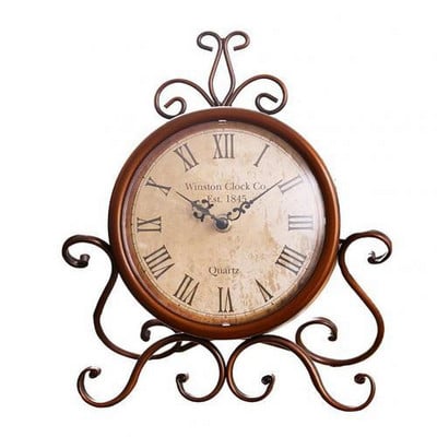 Európai stílusú vintage asztali óra Kovácsoltvas néma kreatív asztali óra, retro óra, nappali dekoráció otthoni óra