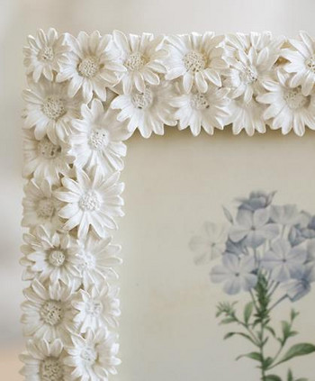 6-инчова романтична малка свежа бяла цветя Сватбена фото кабина Спалня Декорирана фоторамка с маргаритки