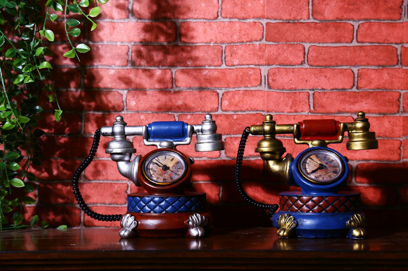 Retro Vintage telefonmodell Vintage lakberendezési dekoráció Retro elegáns stílusú éjjeli óra Lakásbútor Asztali óra 17*19*14cm