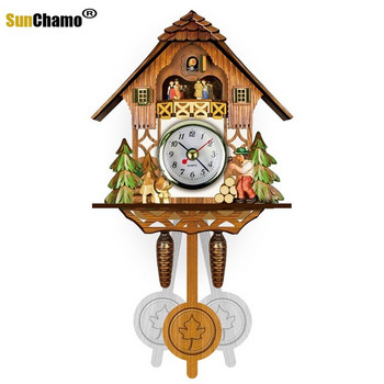 Старинни домашни декоративни стенни часовници с птици Висящи дървени часовници с кукувица Всекидневна Махало Занаят Изкуство Нова къща Подарък за новоселе
