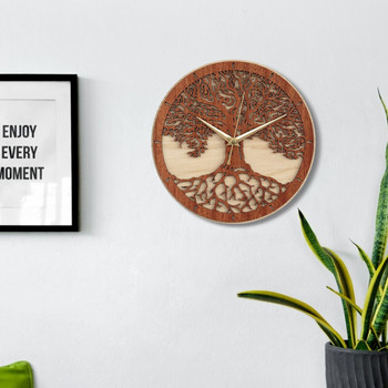 Ρολόι τοίχου Tree Of Life Ρολόι τοίχου από ξύλο ιερό δέντρο Green Life Ρολόι τοίχου 3D τέχνης Μοντέρνο ρολόι τοίχου