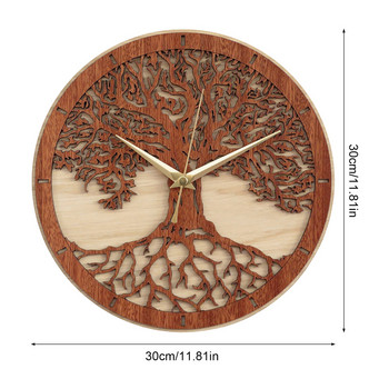 Стенен художествен стенен часовник Tree of Life Sacred Tree Wood Wall Clock Green Life 3D художествен стенен часовник Модерен стенен часовник