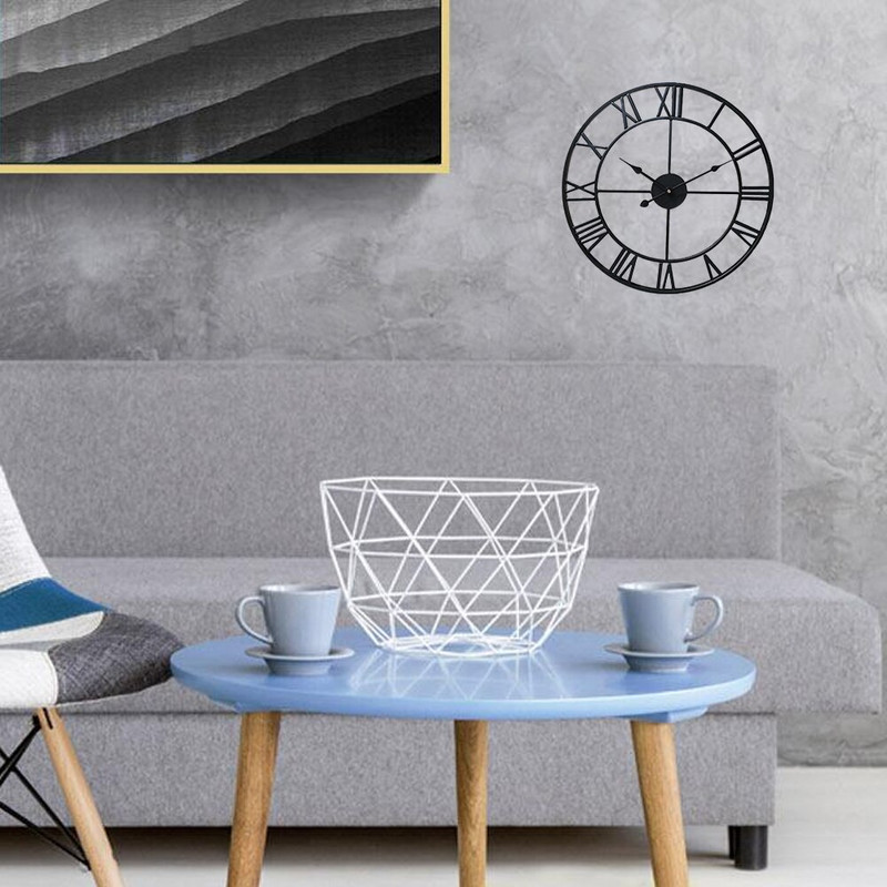 Ceas de perete 3D Personalitate Creativă Camera de zi Loft Cafenea Fier Pandantiv Decor Silențios Retro 16 inch Autocolante Metal Numerele romane