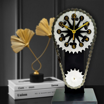 Творчески винтидж настолен часовник Антични зъбни колела Времезахранваща верига с форма на батериен настолен часовник Селска селска къща Всекидневна