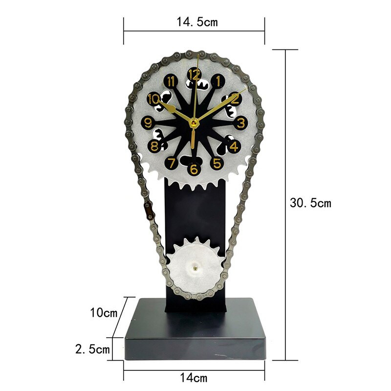 Kreatív vintage asztali óra antik fogaskerék vas vezérműlánc alakú elemes asztali óra rusztikus parasztház nappali