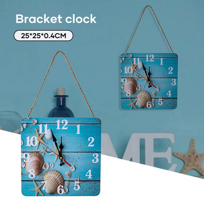 Ретро дървен стенен часовник Форма на чанта за рамо Квадратен висящ часовник с връв за домашна спалня Безшумно сканиране 25*25 см XH8Z