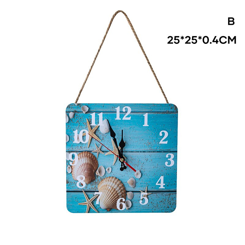 Retro stiliaus medinis sieninis laikrodis per petį Kvadratinės formos pakabinamas laikrodis su virvele, skirtas namų miegamajam tyliai nuskaityti 25*25cm XH8Z