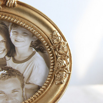 Κορνίζα φωτογραφιών vintage ρητίνης 6/7/8 ιντσών Creative Golden Cupid Angel Sculpture Desktop Διακοσμητικά στολίδια βάσης φωτογραφιών μωρού