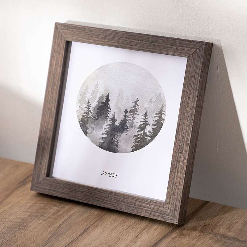 1 db akasztós/asztali képkeret Négyzet alakú asztali díszek Egyszerű fakeret nappalihoz Klasszikus egyszerű képkeretek