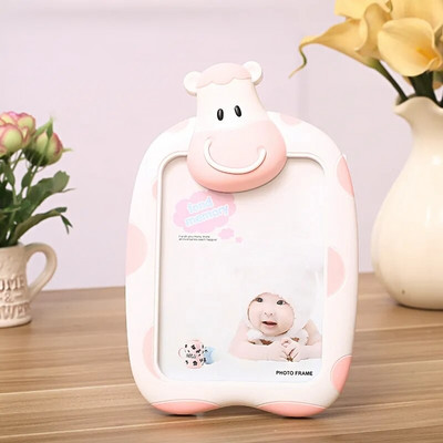 Cadru foto cu urs drăguț pentru creșterea bebelușului Ornament de masă pentru decorarea casei Cadou de Revelion 1 bucată cadru dreptunghiular din plastic