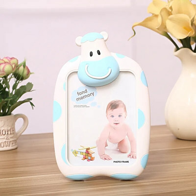 Cadru foto cu urs drăguț pentru creșterea bebelușului Ornament de masă pentru decorarea casei Cadou de Revelion 1 bucată cadru dreptunghiular din plastic