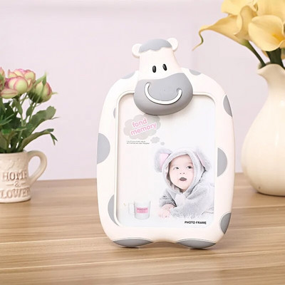 Cadru foto cu urs drăguț pentru creșterea bebelușului Ornament de masă pentru decorarea casei Cadou de Revelion 1 bucată cadru dreptunghiular din plastic