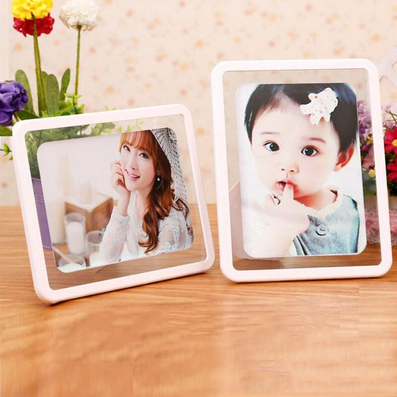 Ramă foto dreptunghiulară transparentă, orizontală, verticală, decorare pentru masă, rame foto din plastic, meserii de birou, cadouri de aniversare pentru copii