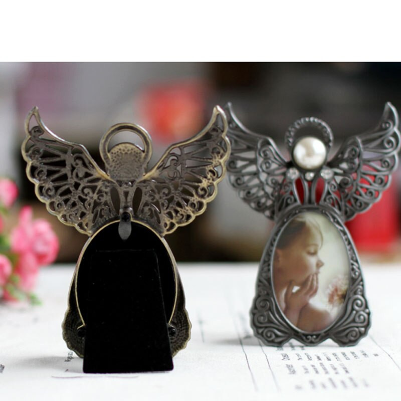 Mini camă foto în stil retro, ușoară, de lux, în două culori, în formă de aripă de înger, ramă pentru birou, ornament de decorare artizanală