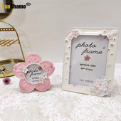 Set de rame foto din metal Sakura de 2 inchi și 5 inci, cuplu rotund, lumini creative, rame cadou de lux pentru pictura cu diamant