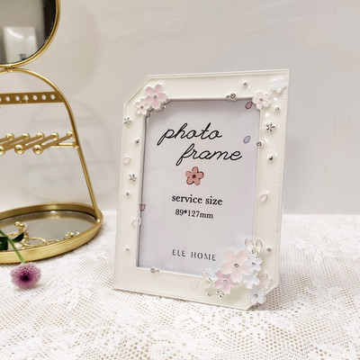 Set de rame foto din metal Sakura de 2 inchi și 5 inci, cuplu rotund, lumini creative, rame cadou de lux pentru pictura cu diamant