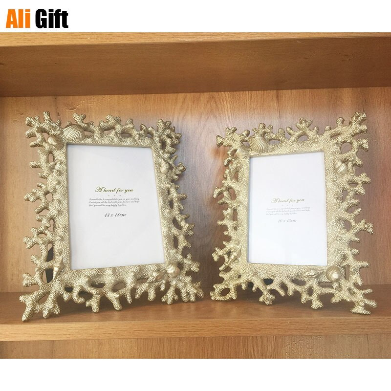 Mediterrán stílusú fotóalbum Kreatív korallhéj kagylógyanta többfunkciós képtanúsítványkeret asztali dekorációk