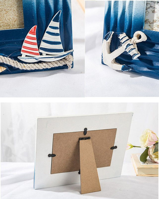 Vandenyno nuotraukų rėmelis Summer Shell medinis nuotraukų rėmelis Viduržemio jūros regiono stiliaus masyvo medžio stalo rėmelis nuotraukų rėmelis paveikslų rėmelis