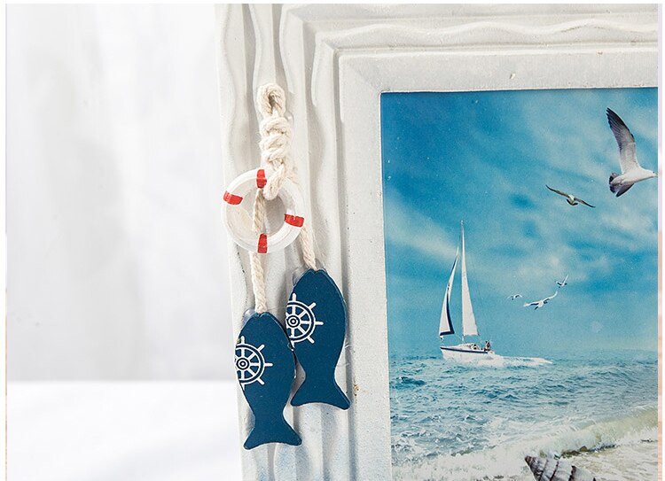 Vandenyno nuotraukų rėmelis Summer Shell medinis nuotraukų rėmelis Viduržemio jūros regiono stiliaus masyvo medžio stalo rėmelis nuotraukų rėmelis paveikslų rėmelis