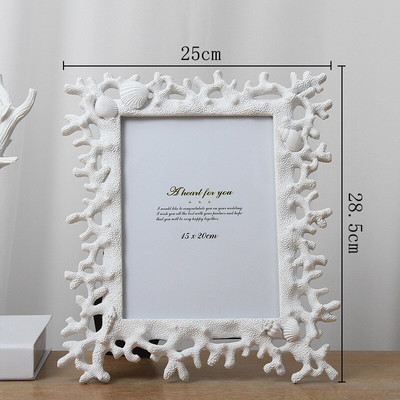 Viduržemio jūros regiono nuotraukų rėmelis Kūrybinis koralinis kriauklės kriauklė dervos paveikslo sertifikato rėmelis įrėmintas meninis darbalaukio dekoravimas 5/6/7/8 colio