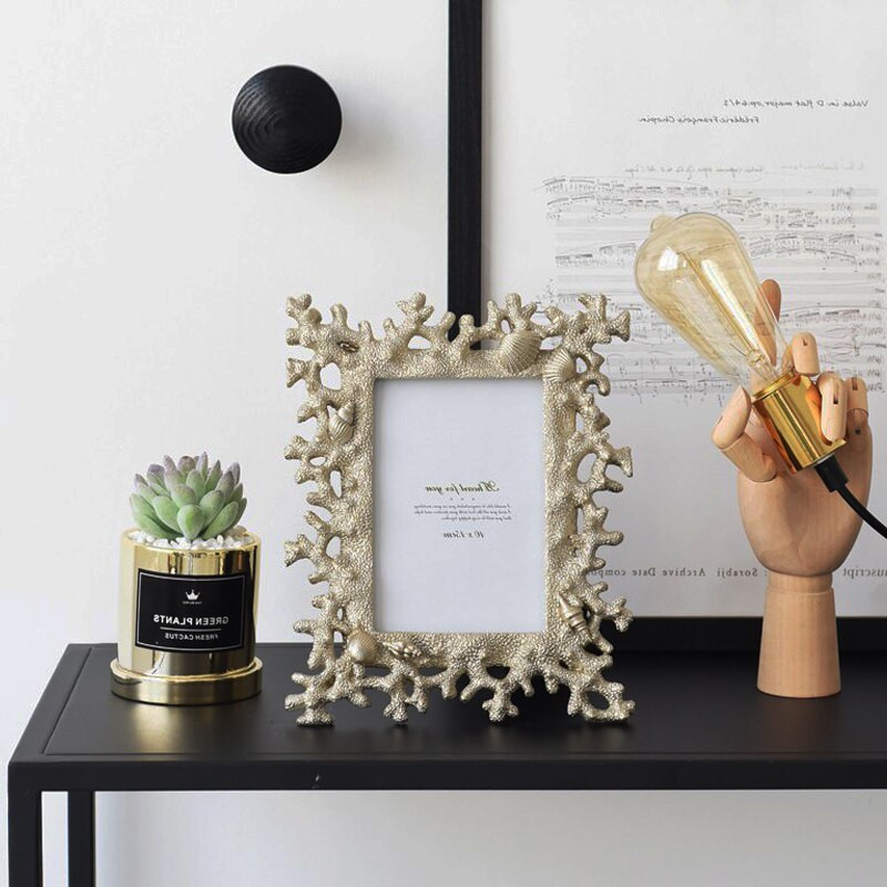 Viduržemio jūros regiono nuotraukų rėmelis Kūrybinis koralinis kriauklės kriauklė dervos paveikslo sertifikato rėmelis įrėmintas meninis darbalaukio dekoravimas 5/6/7/8 colio